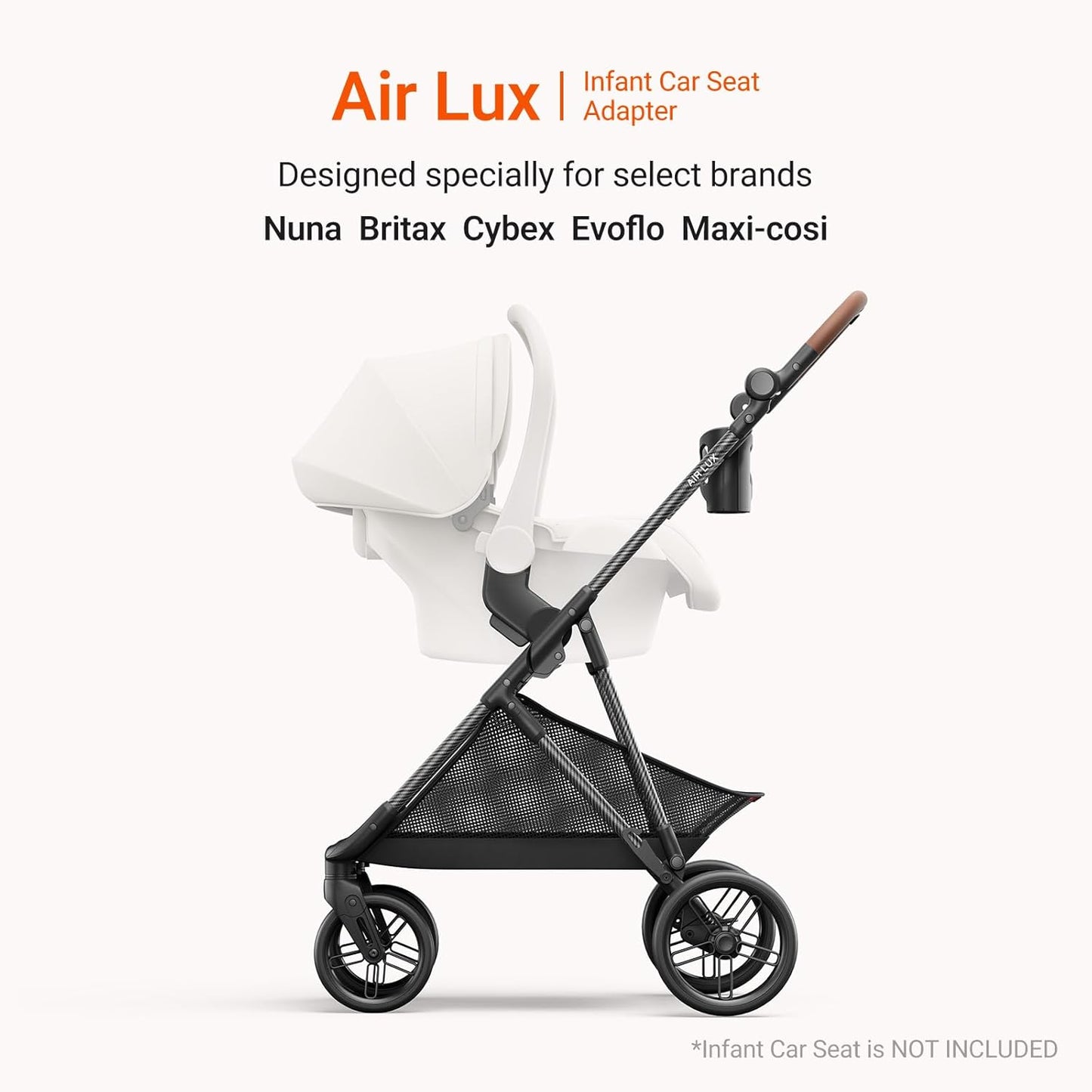 Air Lux Baby Stroller with Carbon Fiber Frame, One-Hand Fold & Reversible Seat, Magnetic 5-Pt Harness, Car Seat Adapter, 15.8lbs, Cinder