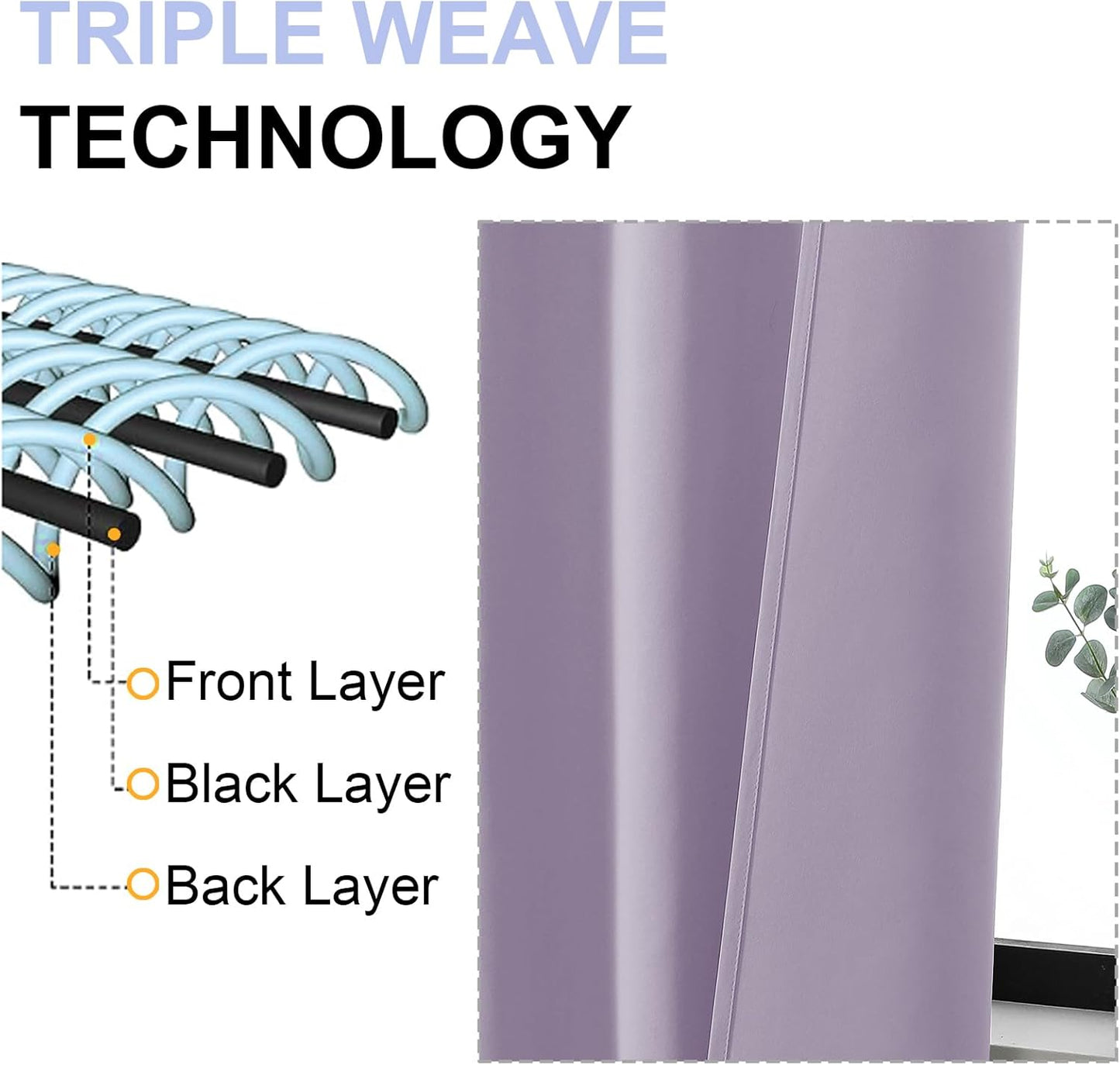 Simplebrand Ava Lilac Short Blackout Curtains for Bedroom 45 Inches Long 2 Panels Set, Solid Thermal Insulated, Energy Saving Window Treatment Curtains Blackout Drapes, W40 x L45 Inch, Lilac