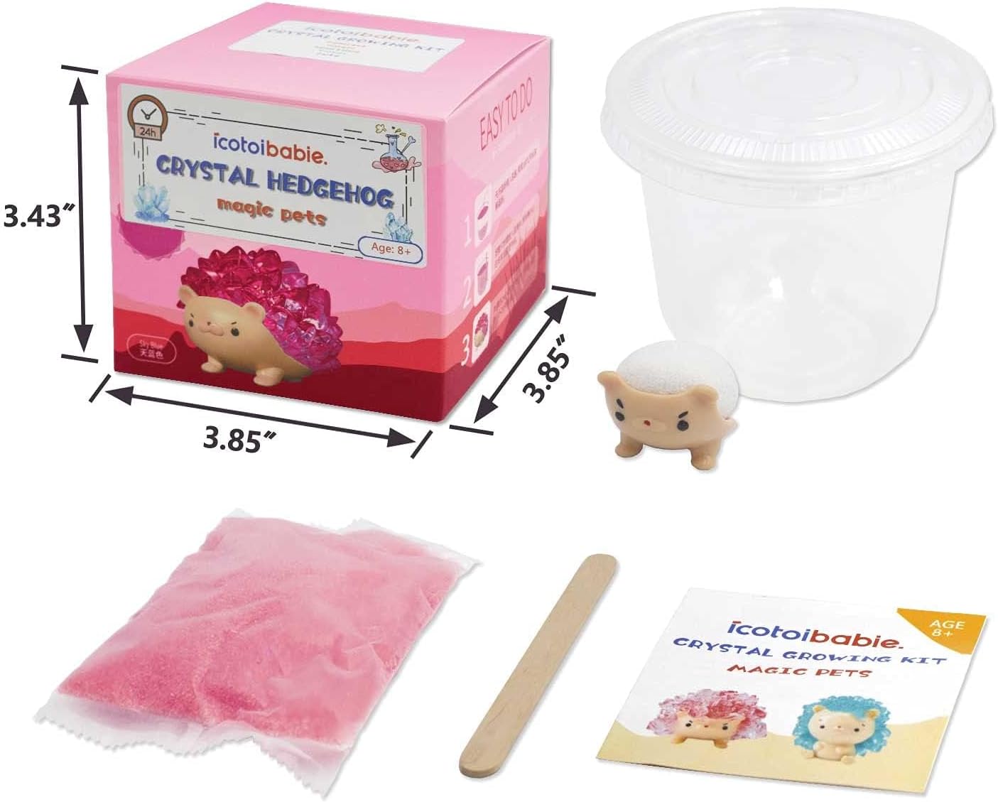 Crystal Growing Toys for Kids - Vibrant Colorful Crystal Hedgehog to Grow,Science Experiments Learning and Education for Kids STEM Gifts for Boys & Girls 8 Years + (Dream Pink)