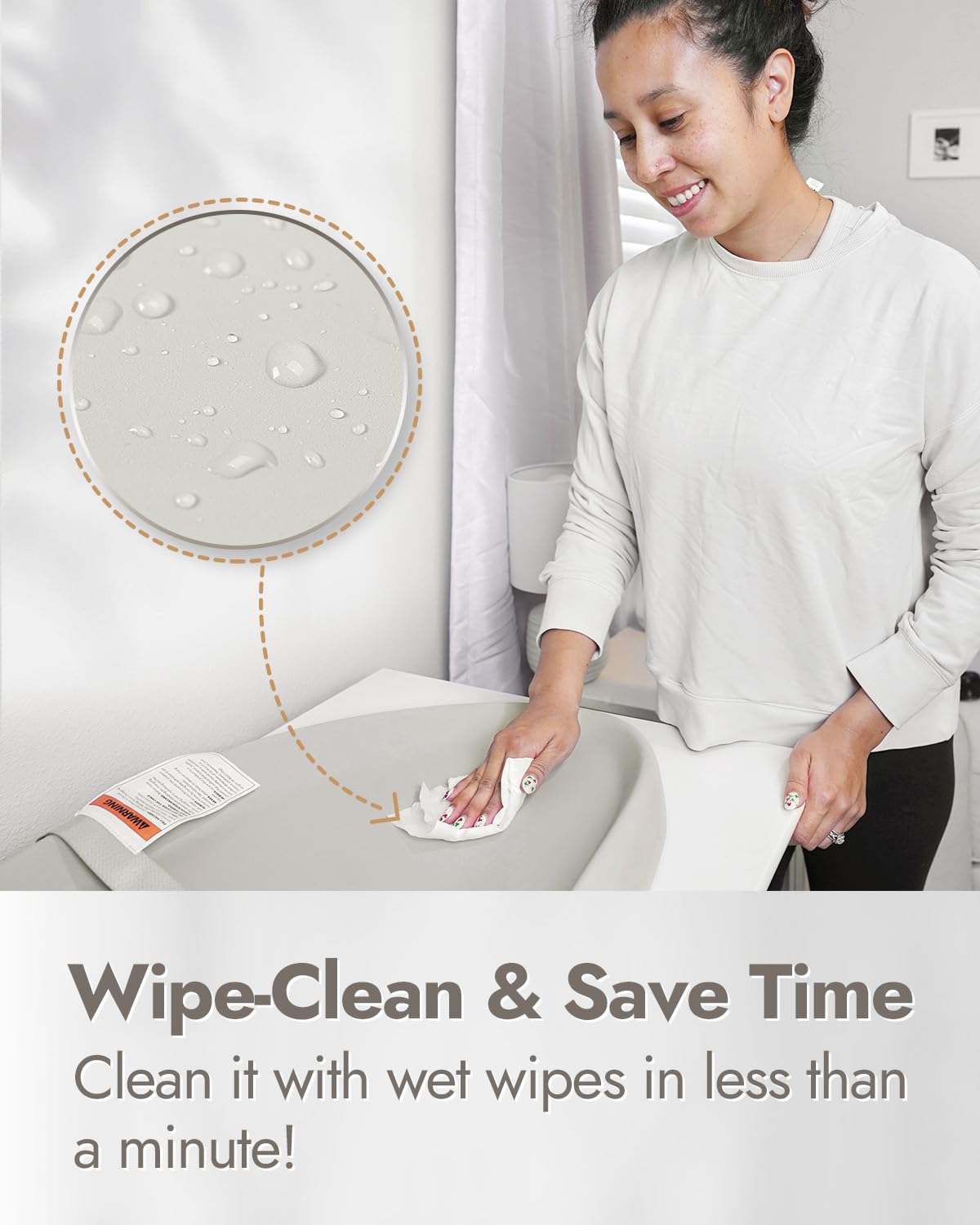 Papablic Baby Changing Pad, Waterproof & Non-Slip, Includes Washable Cover, Safety Strap for Standard Dresser, Changing Table, Bed, Sofa