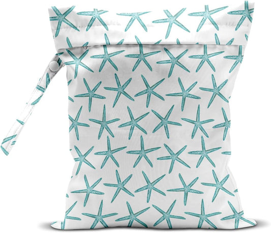 Wet Bag, Wet Dry Bag, Wet Bag for Swimsuit, Travel, Beach, Pool, Diapers, Dirty Yoga Gym Clothes, Makeup Bag, Waterproof Reusable Beach Bag Ocean Decor Starfish Sea Horse Anchor