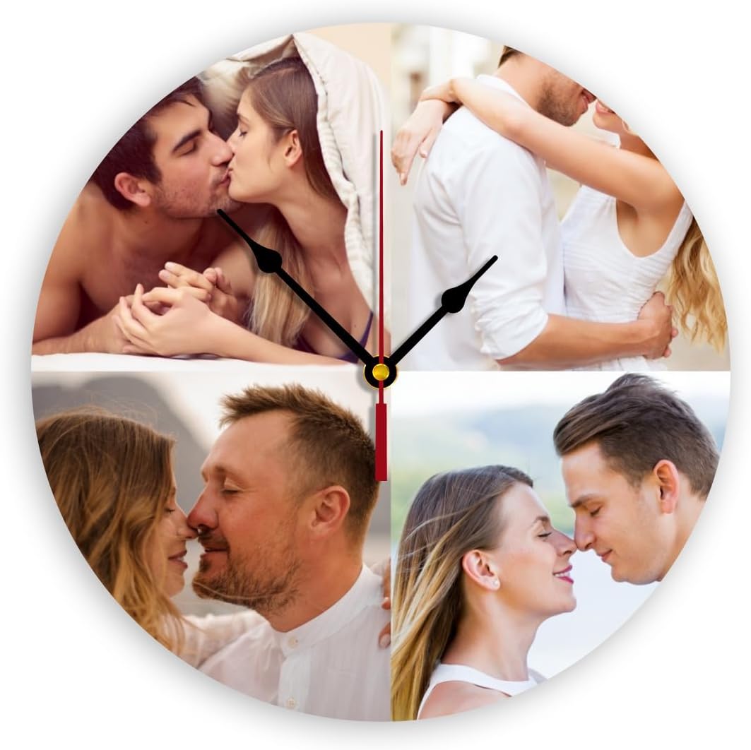 Generic Custom Wall Clock Personalized Clocks with Photo Text Logo Customized Round Clock for Birthday Wedding Present Creative, 12inch-30cm