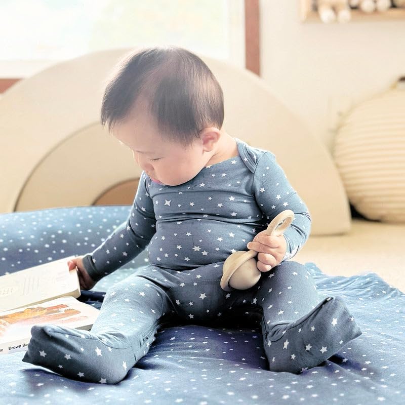 GUNAMUNA Unisex Baby Toddler Ultra-Soft Convertible Pajama, Footie or Romper Sleeper with Diaper Zipper, Newborn to 24 Months