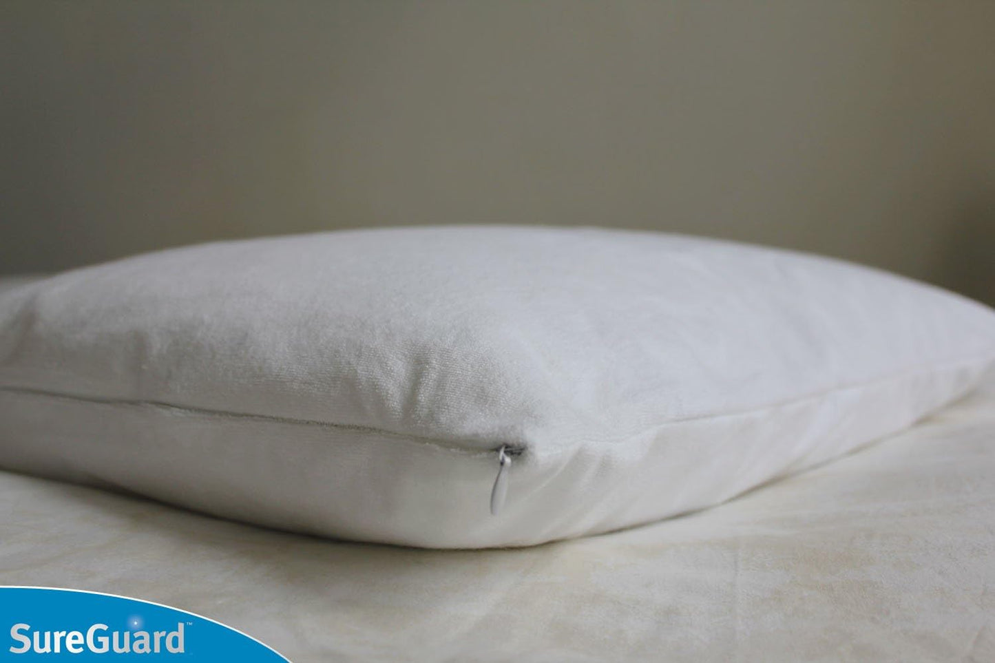Set of 2 Standard Size SureGuard Pillow Protectors - 100% Waterproof, Bed Bug Proof, Hypoallergenic - Premium Zippered Cotton Terry Covers