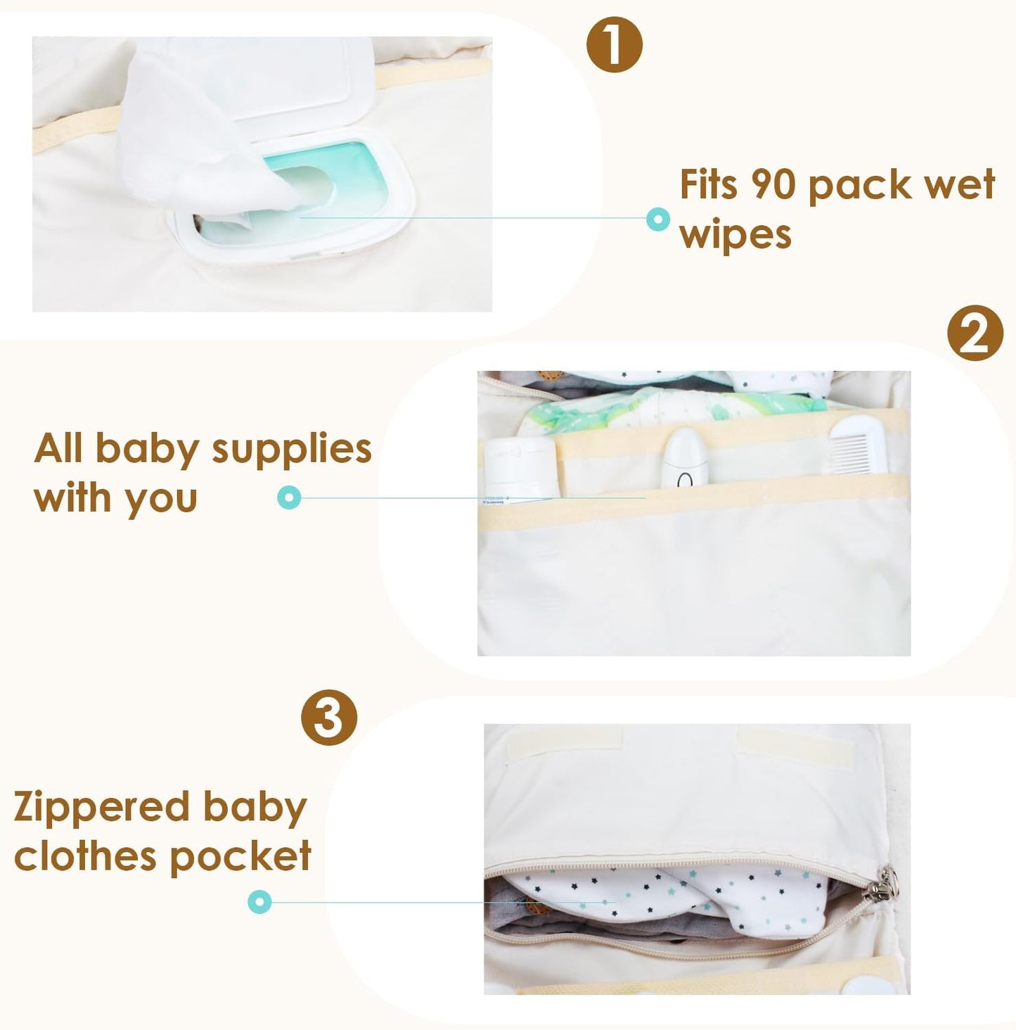 Baby Bag Organizer, Portable Baby Stroller Mini Diaper Bag Handbag Travel Set with, Quilted with Stroller Straps (Mama)