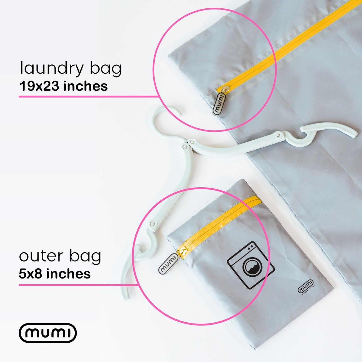 MUMI Travel Laundry Bag – Moisture & Smell-Proof Wash Bag with Folding Hanger & Outer Pouch | Large Washable Bags for Suitcase, Gym & Packing | Clothes Organizer for Trips & Storage - Orange