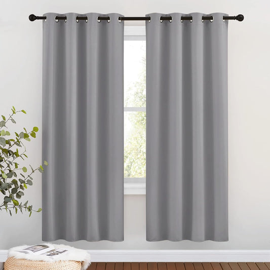 NICETOWN Blackout Window Curtains & Drapes 72" Long - Grommet Top Room Darkening Thermal Insulated for Bedroom/Living Room (2 Panels, 46 x 72 Inch, Silver Grey)