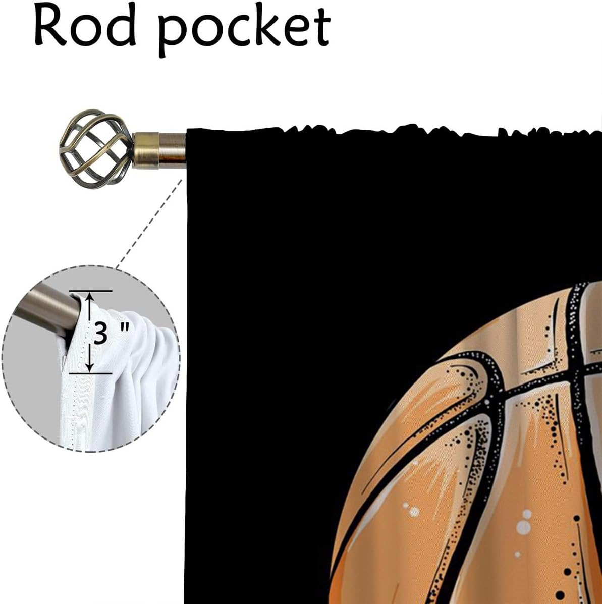 Basketball Blackout Curtains for Boy Girl Room Darkening Decor,Sport Theme Motto Dark Background Bedroom Living Room Home Rod Pocket Thermal Insulated Window Curtain/Drapes Panel,84x72 Inch…
