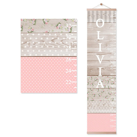 Personalized Kids Height Chart - Canvas Growth Ruler for Boys and Girls - Custom Name Banner with Removable Nursery Wall Decor - Gift for Kid’s Room Decoration