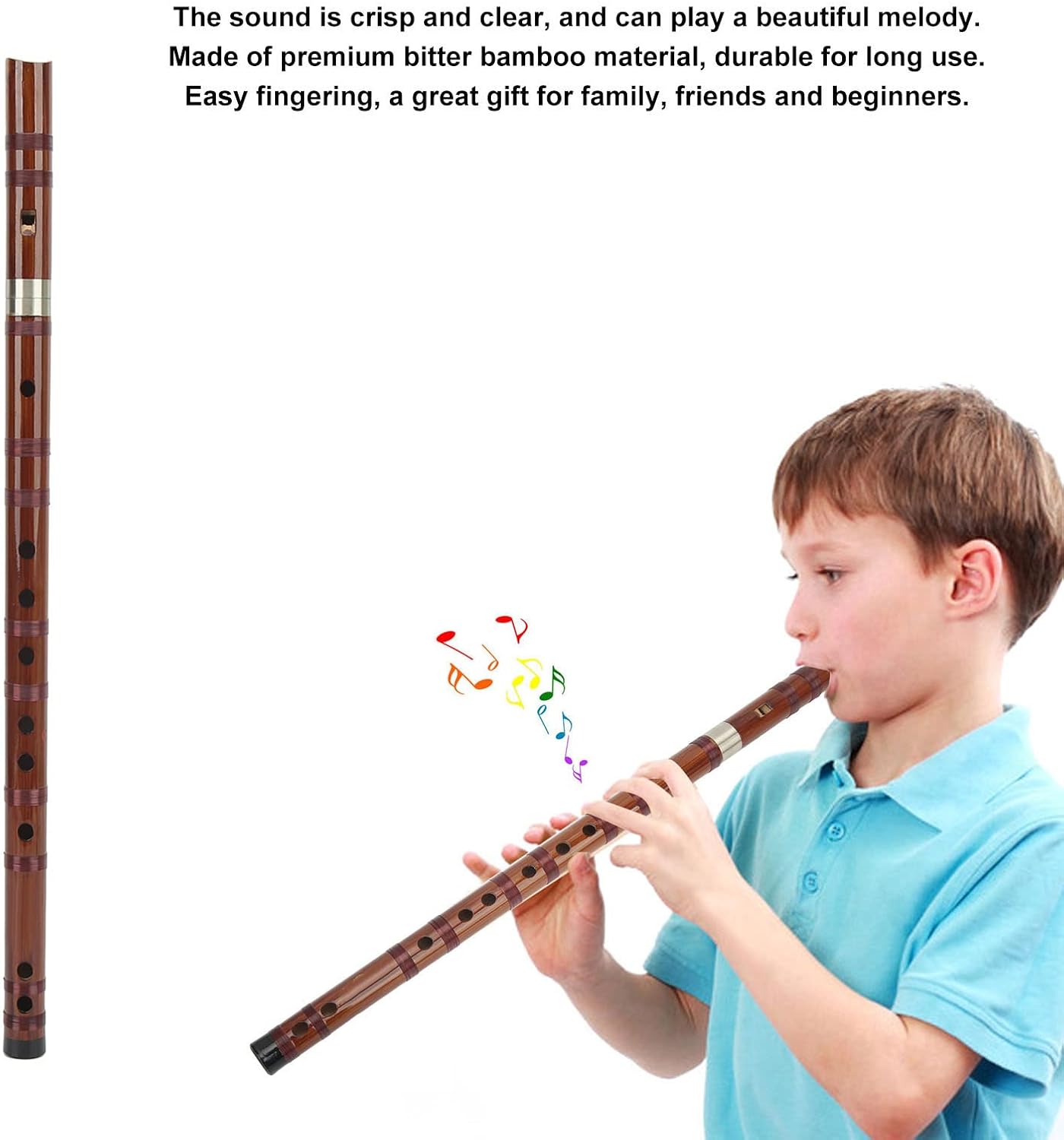 Bamboo Flute, C D E F G Key Dizi Chinese Traditional Recorder Musical Instrument for Playing Performance(G Key)