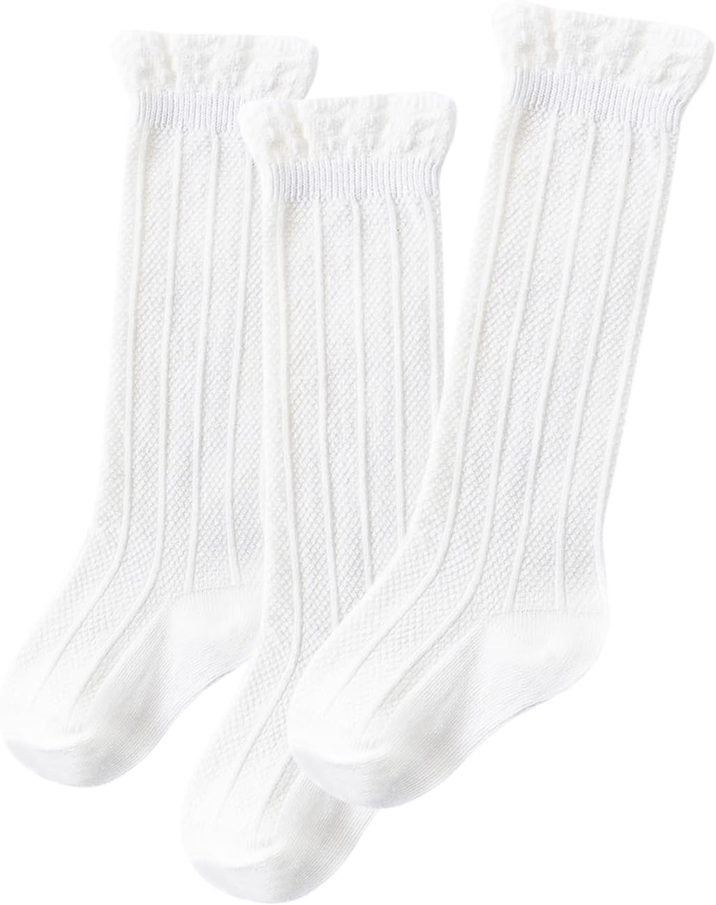 Zando Baby Knee High Socks - Infant to Toddler, Cotton Ruffle Socks, Warm Girls & Boys Long Stockings, 3-6 Pairs