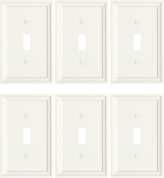 6-Pack Single Toggle Light Switch Covers Wall Plate, Light Almond Decorative Switch Plate Covers, 1 Gang Natural Bamboo Fiber Wall Plate, Corrosion Resistant