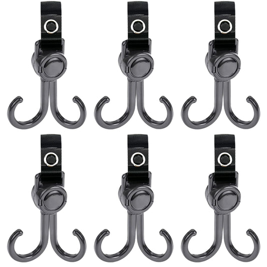 Double Stroller Hooks, 6 Pack Car Seat and Headrest Hook, Adjustable Universal Organizer Hanger for Strollers