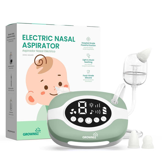 GROWNSY Electric Nose Suction for Baby, Hospital-Grade Nasal Aspirator with Night Light,Soothing Lullabies, Baby Nose Sucker with 9 Adjustable Suction Levels, Green