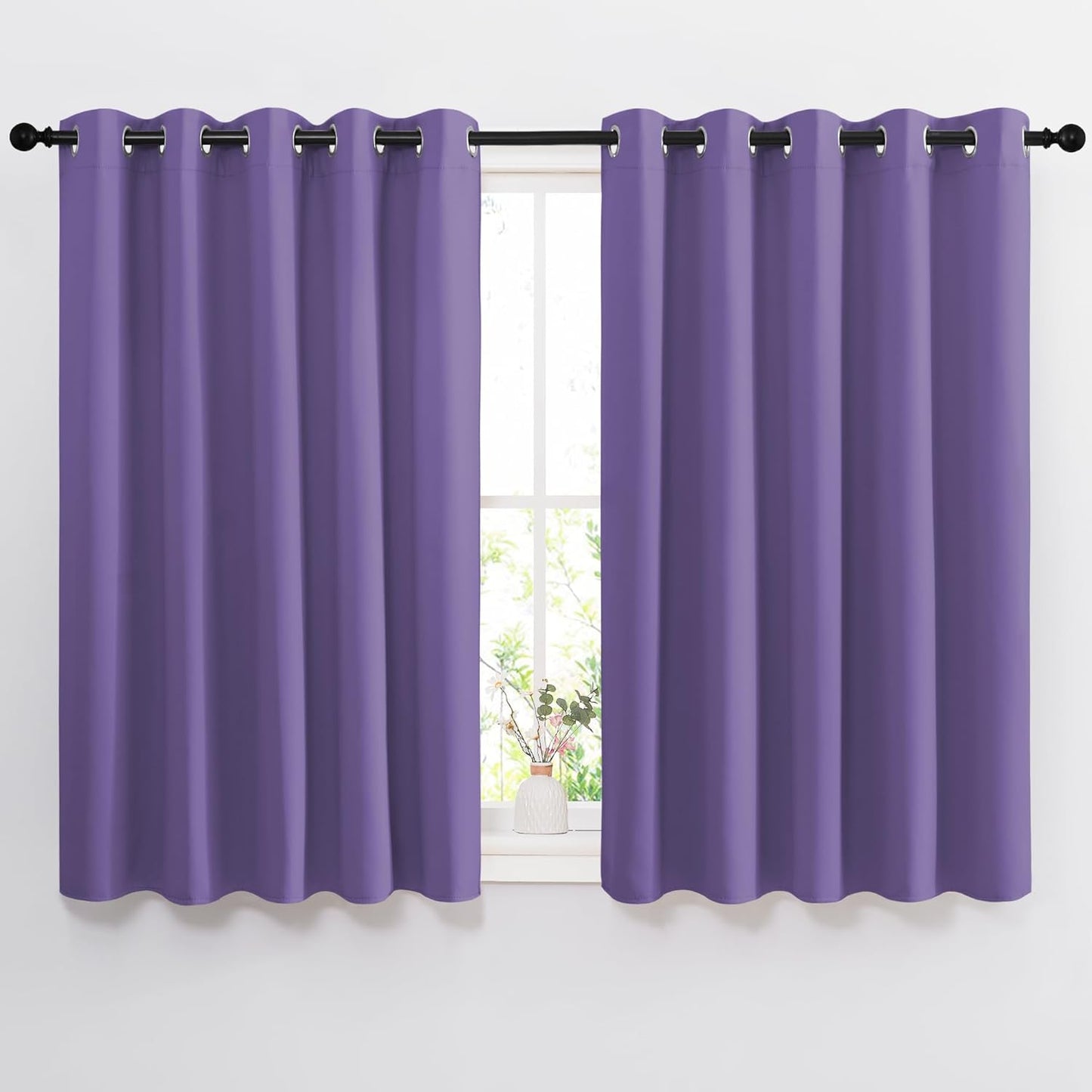 NICETOWN Blackout Curtains for Girls Room - Thermal Insulated Solid Grommet Room Darkening Panels/Drapes for Girl's Bedroom (Lilac Purple, 1 Pair, 66 by 54-Inch)