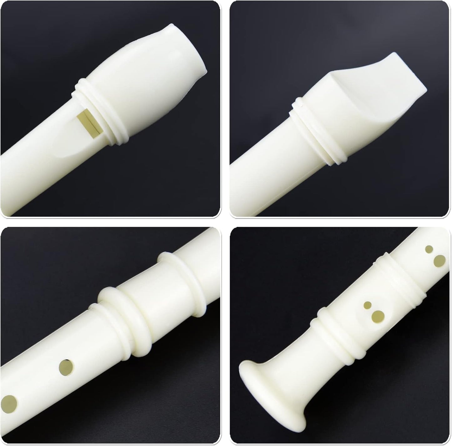 3 Pack 8 Hole Soprano Recorders Descant Flute With Cleaning Rod German Style for Beginner Graduation or Back to School Gift (blue, pink, white)