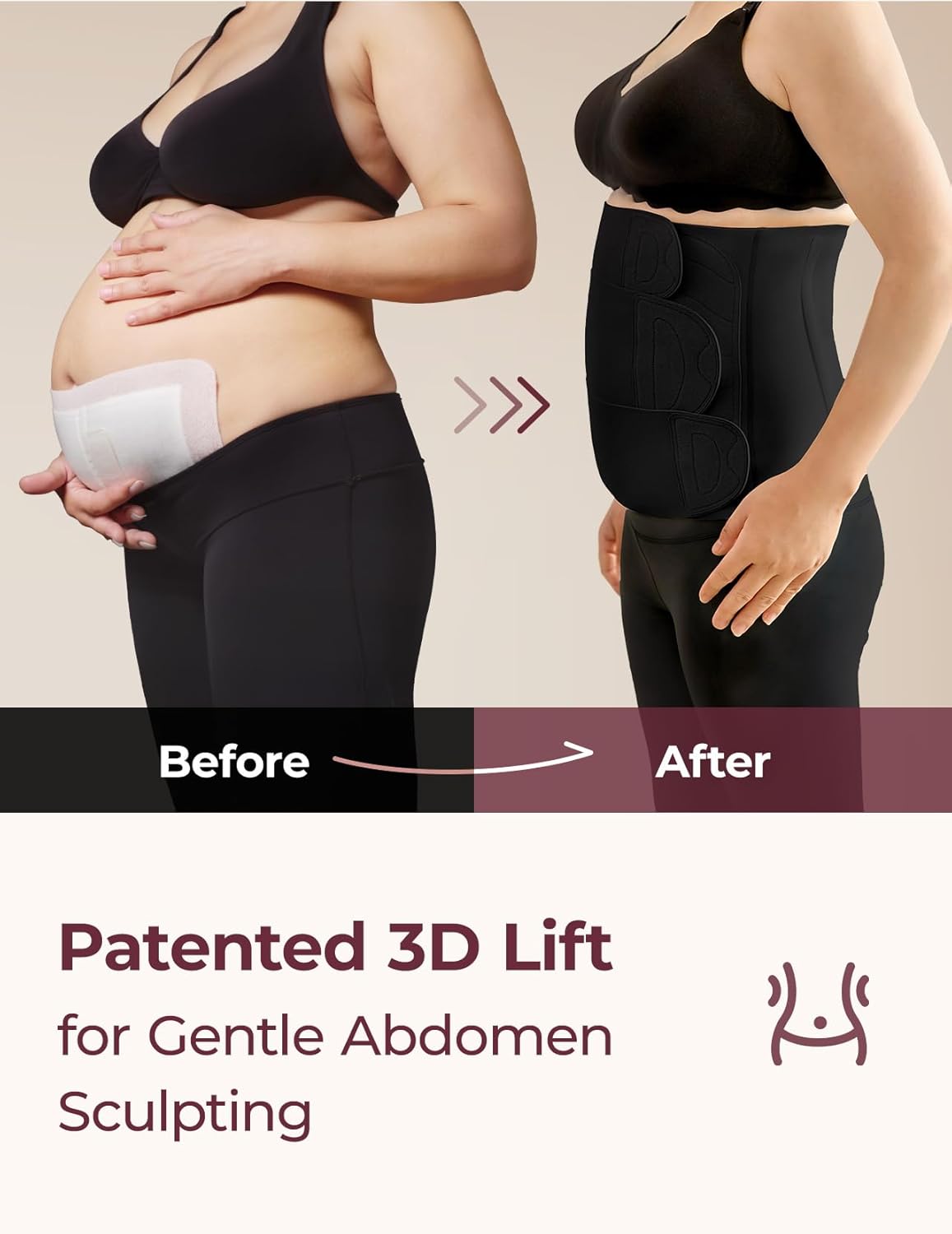 Momcozy Ergowrap Postpartum Belly Band for Natural and C-Section Recovery, Abdominal Binder with 3D Abdomen Lifting & Ergonomic Back Support, Seamless Belly Wrap Shapewear for Post Surgery Recovery