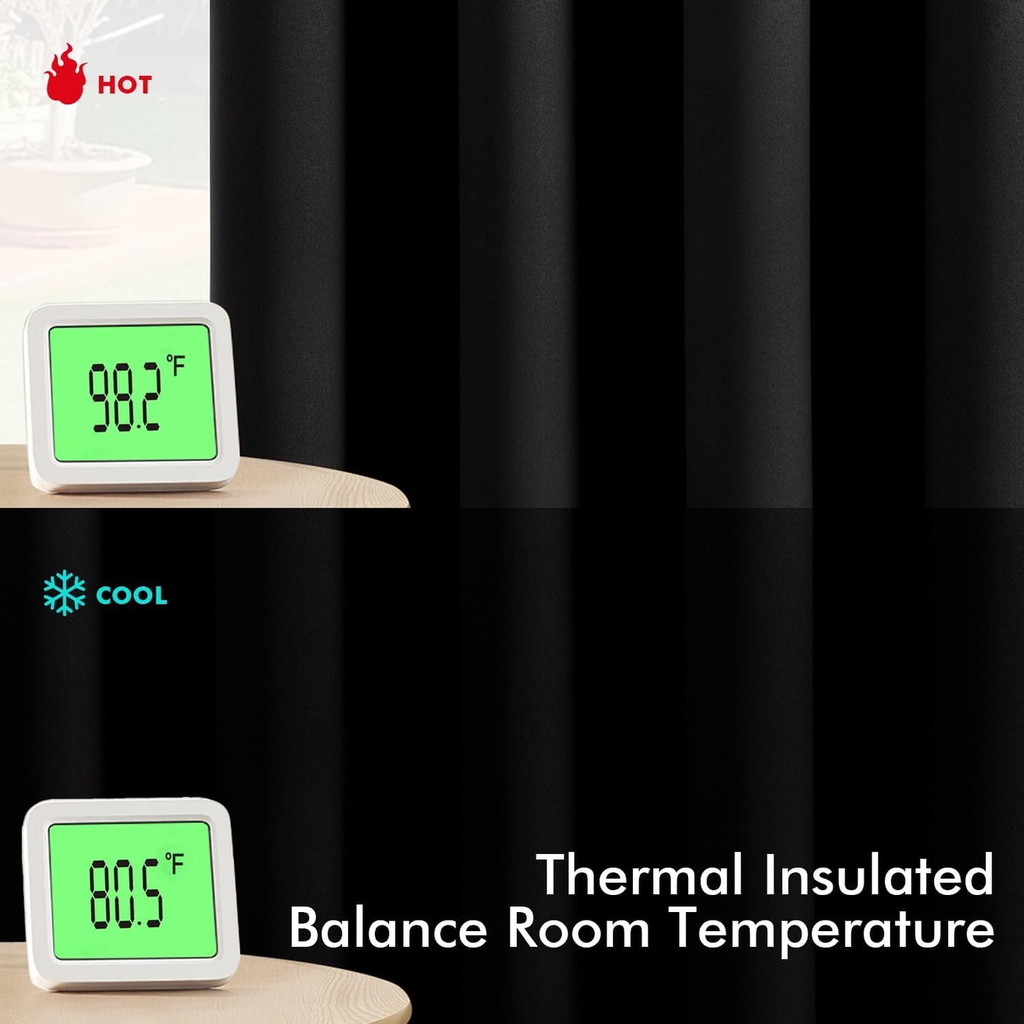 MIULEE Black Blackout Curtains - Bedroom Window Treatment Curtains Thermal Insulated Room Darkening Drapes for Living Room Kitchen Grommet Light Blocking Halloween Drapery 40 x 54 Inches Long 2 Panels