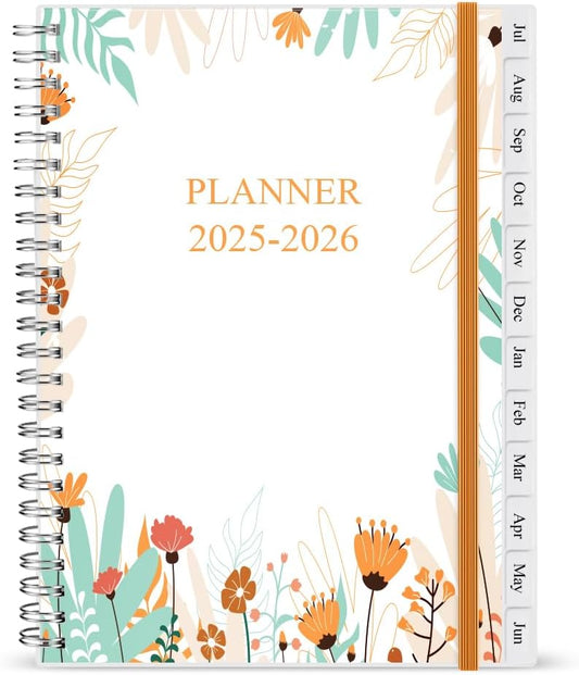 2025-2026 Planner - Weekly & Monthly Planner Runs Jul 2025 to Jun 2026, 6.25" x 8.25", 12 Monthly Tabs, 14 Notes Pages, Inner Pocket, Flexible Cover with Twin-Wire Binding, Planners 2025-2026