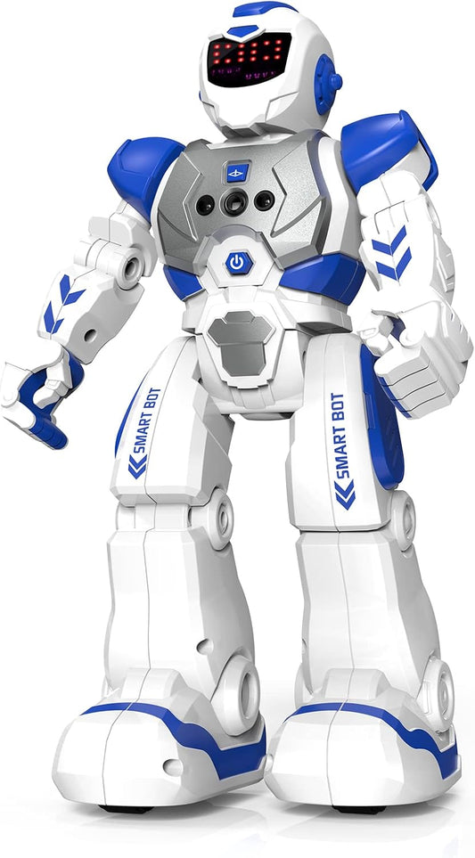 SONOMO Toys for 6-9 Year Old Boys, Girls RC Robot Gifts for Kids Intelligent Programmable Robot with 2.4GHz Sensing Gesture Control - Upgraded Version (Blue&White)