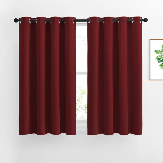 NICETOWN Blackout Draperies Curtain Panels - Thermal Insulated Solid Grommet Blackout Curtains/Panels/Drapes for Christmas (Burgundy Red, 1 Pair, 52 by 54-Inch)