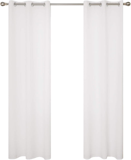Deconovo Blackout Curtains, Room Darkening Thermal Insulated Window Drapes, Noise Reducing, Grommet Top, 2 Panels 38W x 84L Inch Machine Washable for Bedroom Living Room Nursery Snow White