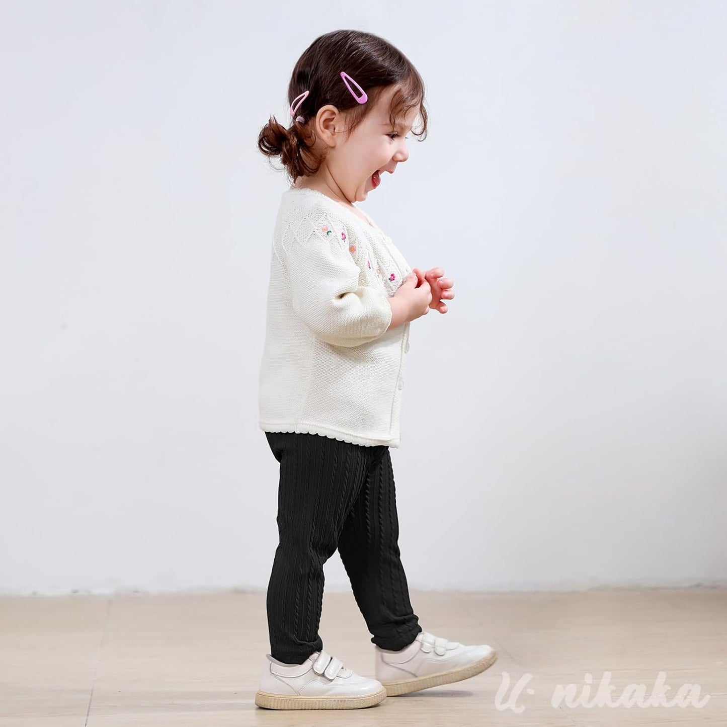 U·nikaka Toddler Baby Girls Pants Ribbed Infant Pants Leggings Toddler Baby Girl Bottoms Leggings 2 Packs