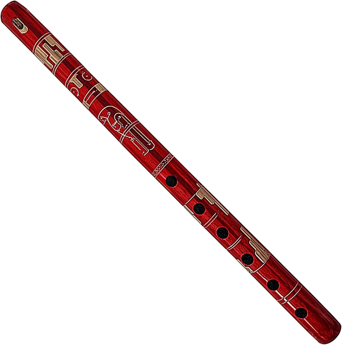 Mia Jewel Shop - Handmade Colored Bamboo Wooden Flute | Tribal Nature Pattern | Native Recorder for Beginners, Meditation & Music Lovers (Red)
