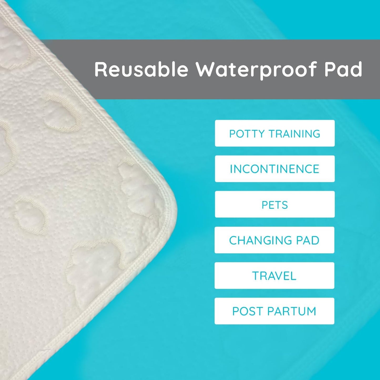 PUREgrace Tencel Waterproof Bed Pad - (36” x 24”) Washable and Reusable for Incontinence and Potty Training, Absorbent Underpad - Fits All Bed Sizes