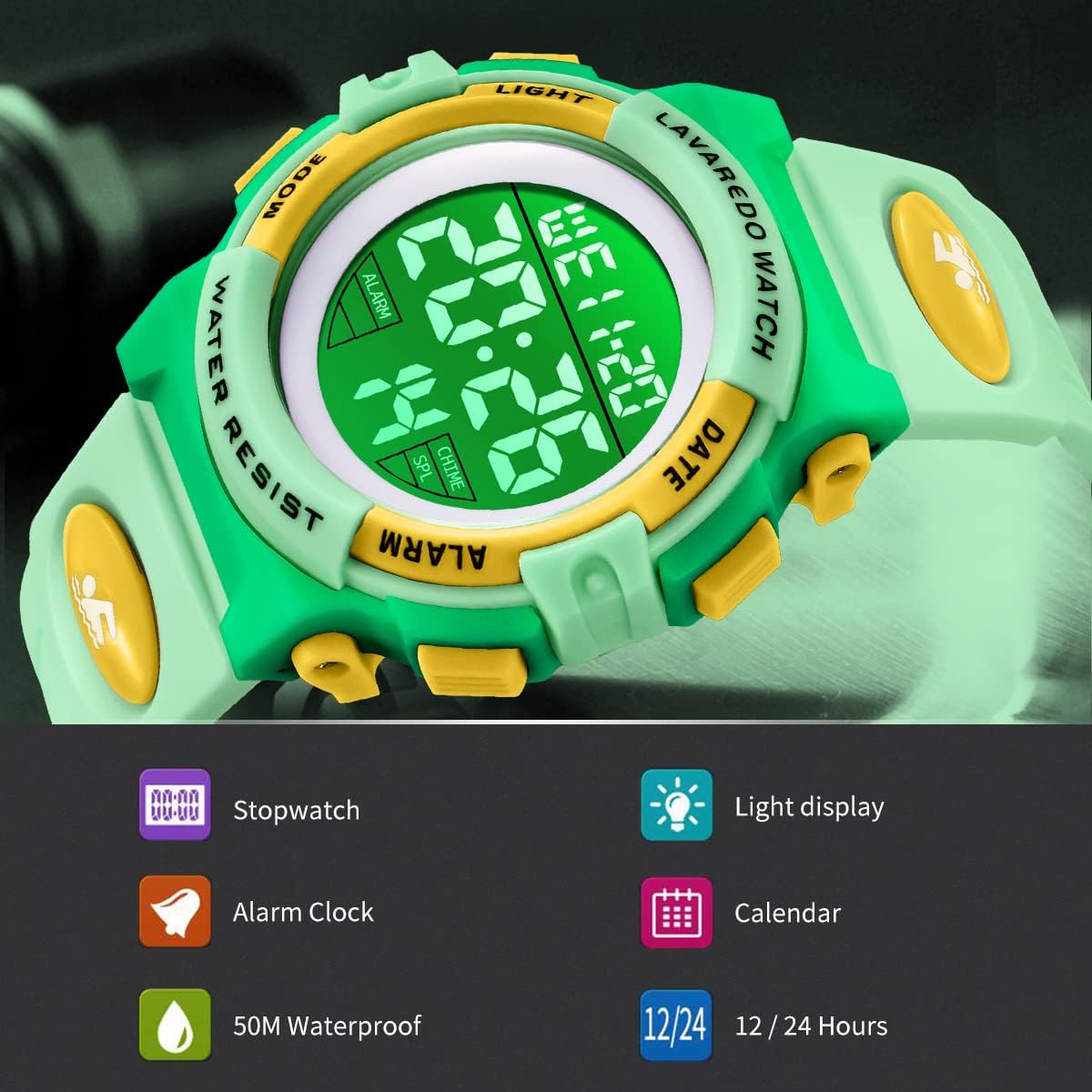 Kids Watch,Boys Watch for 3-15 Year Old Boys,Digital Sport Outdoor Multifunctional Chronograph LED 50 M Waterproof Alarm Calendar Analog Watch for Children with Silicone Band,Kids Gift