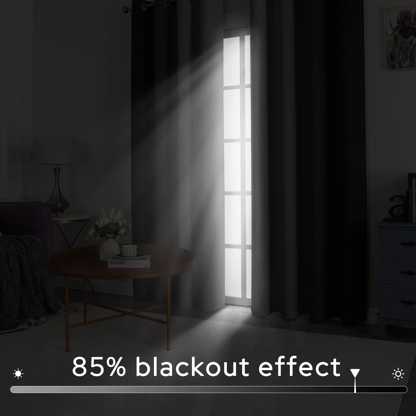 HOMEIDEAS Gray Grey Ombre Blackout Curtains, 52 X 84 Inch Length Gradient Color Room Darkening Curtains with Grommet Thermal Insulated Window Drapes for Living Room, Bedroom, 2 Panels