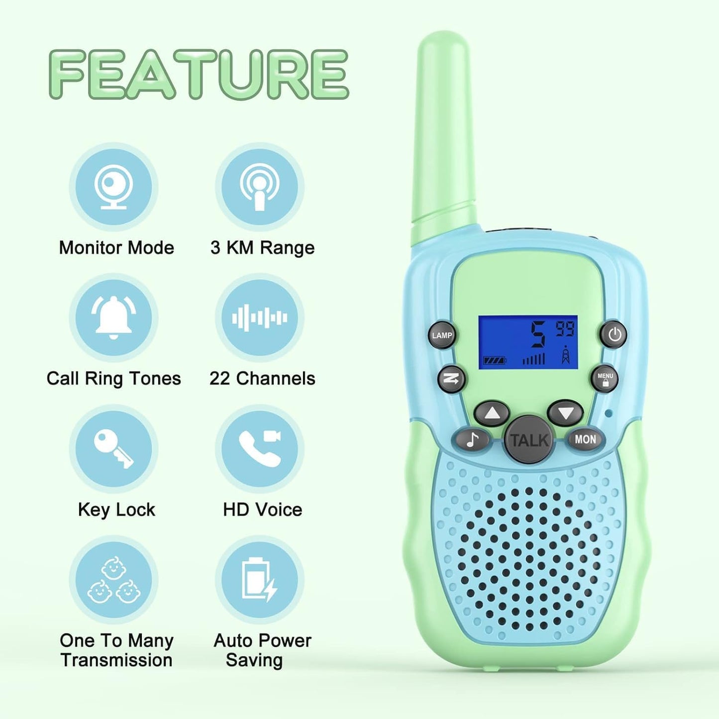 Selieve Walkie Talkies for Kids Rechargeable, Toys for 4-12 Year Old Boys or Girls, Indoor Outdoor 3 KM Range 22 Channels 2 Way Radio Toys, Birthday Gifts for 5-8 Year Old Boys and Girls