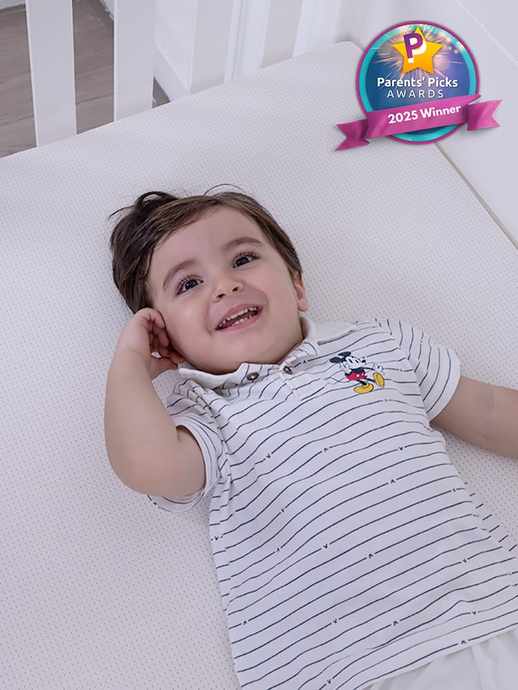 BABELIO Machine Washable Crib Mattress Topper, Soft Breathable Silicone Foam Toddler Mattress Topper Pad with Removable Zipper Cover 52" x 27" x 1"