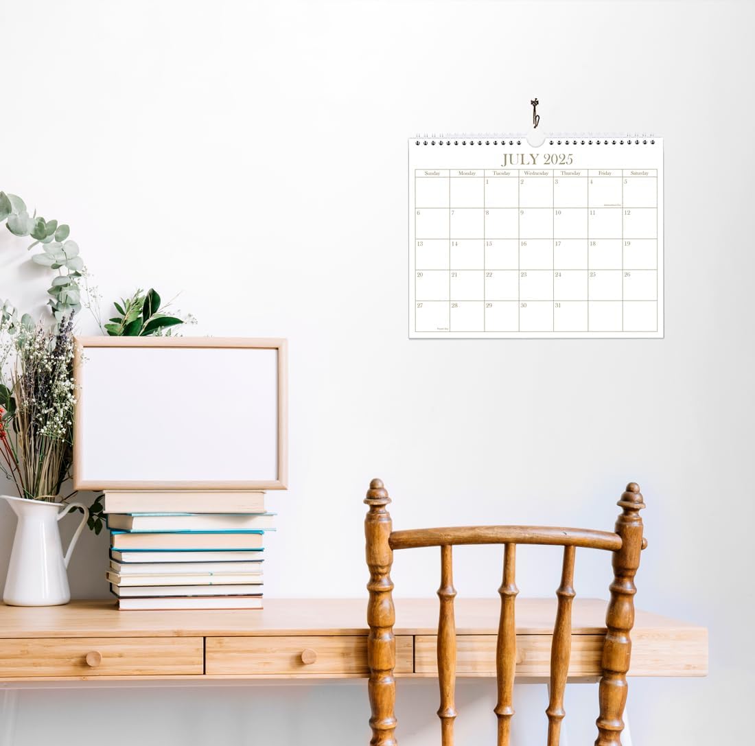 Calendar 2025-2026 - Wall Calendar from July 2025 - December 2026, 18 Months Calendar with Premium Paper, Twin-Wire Binding & Hanging Hook, 8.5" x 11", Golden