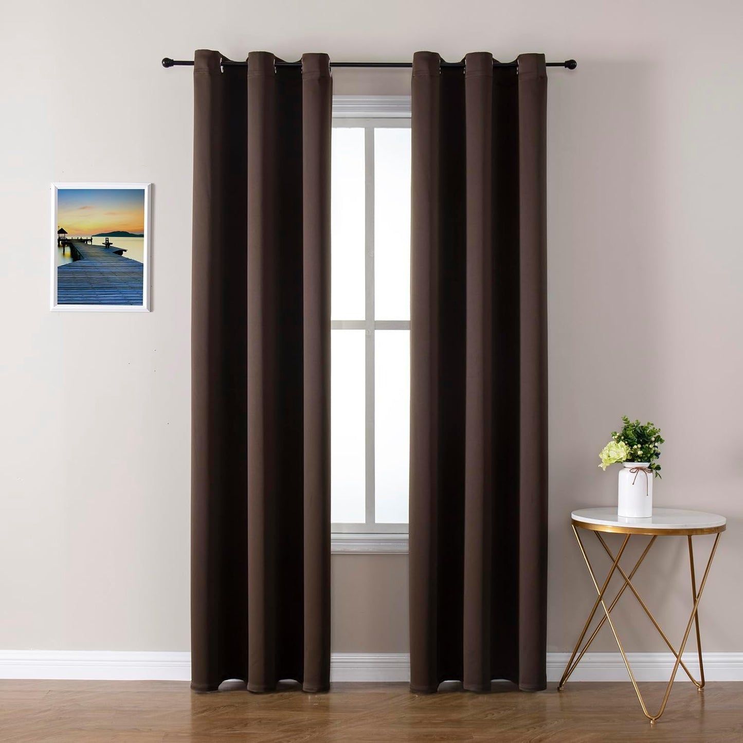 ChrisDowa Brownout Curtains 72 inches Long for Bedroom - 2 Panels Set Grommet Thermal Insulated Room Darkening Curtains for Living Room (Brown, 42 x 72 Inch)