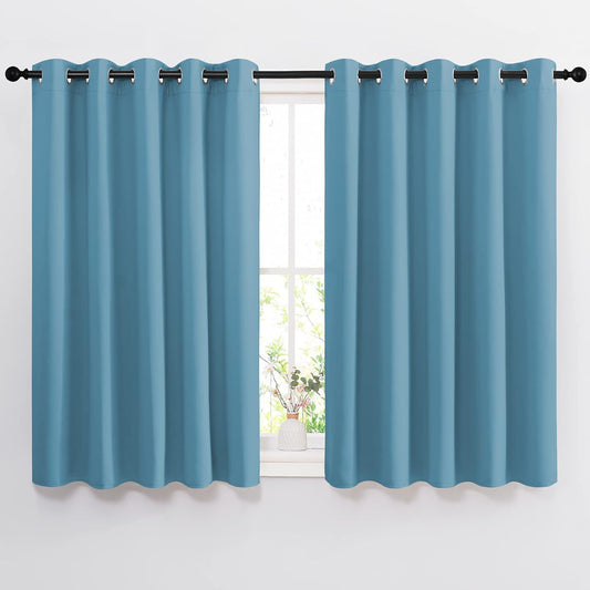NICETOWN Blackout Curtains 54 Long - Window Treatment Thermal Insulated Solid Grommet Blackout Curtains/Panels/Drapes for Bedroom (Teal Blue, Set of 2, 66 by 54 Inch)