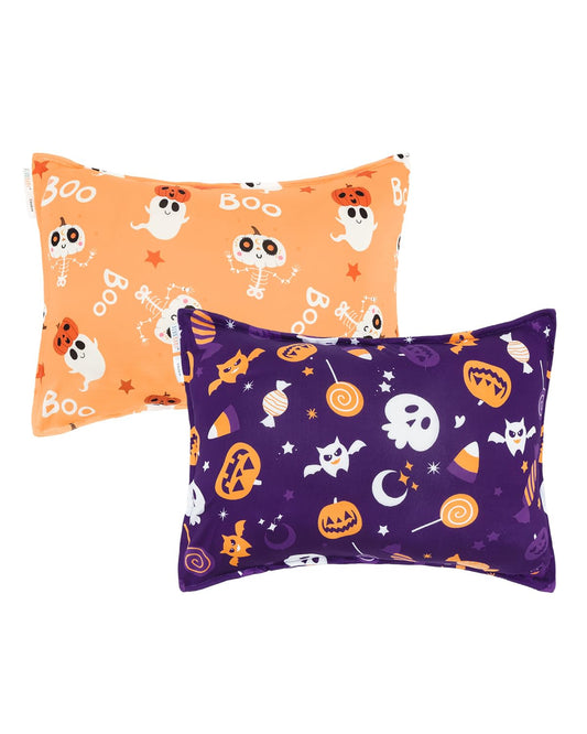 ALVABABY Toddler Pillowcases Stretchy Soft Kids Pillow Cover 2 Pack Fit 13"x 18" or 12"x16" Envelope for Girl Boy Sleepy Travel Halloween 2TPE35A