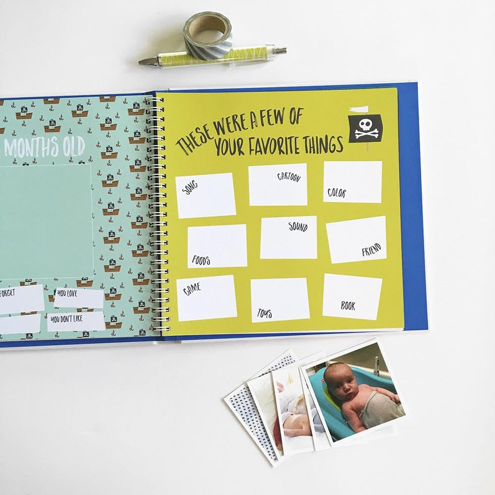 Lucy Darling Baby Memory Book – Little Captain | Nautical-Themed First Year Journal & Photo Album | 5-Year Keepsake for Baby Boy or Girl | Gender-Neutral Milestone Book | Mom Gift