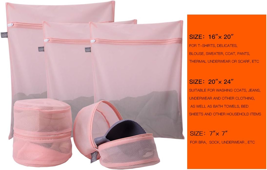 Kimmama Laundry Bag Mesh Wash Bags, Washing Machine Wash Bag, Net Washer Sack with Zipper, Dryer Pouch for Cleaning and Drying Cloths, Garment, Sweater, Delicates, lingerie, Bra, Pant, Sock, Toys