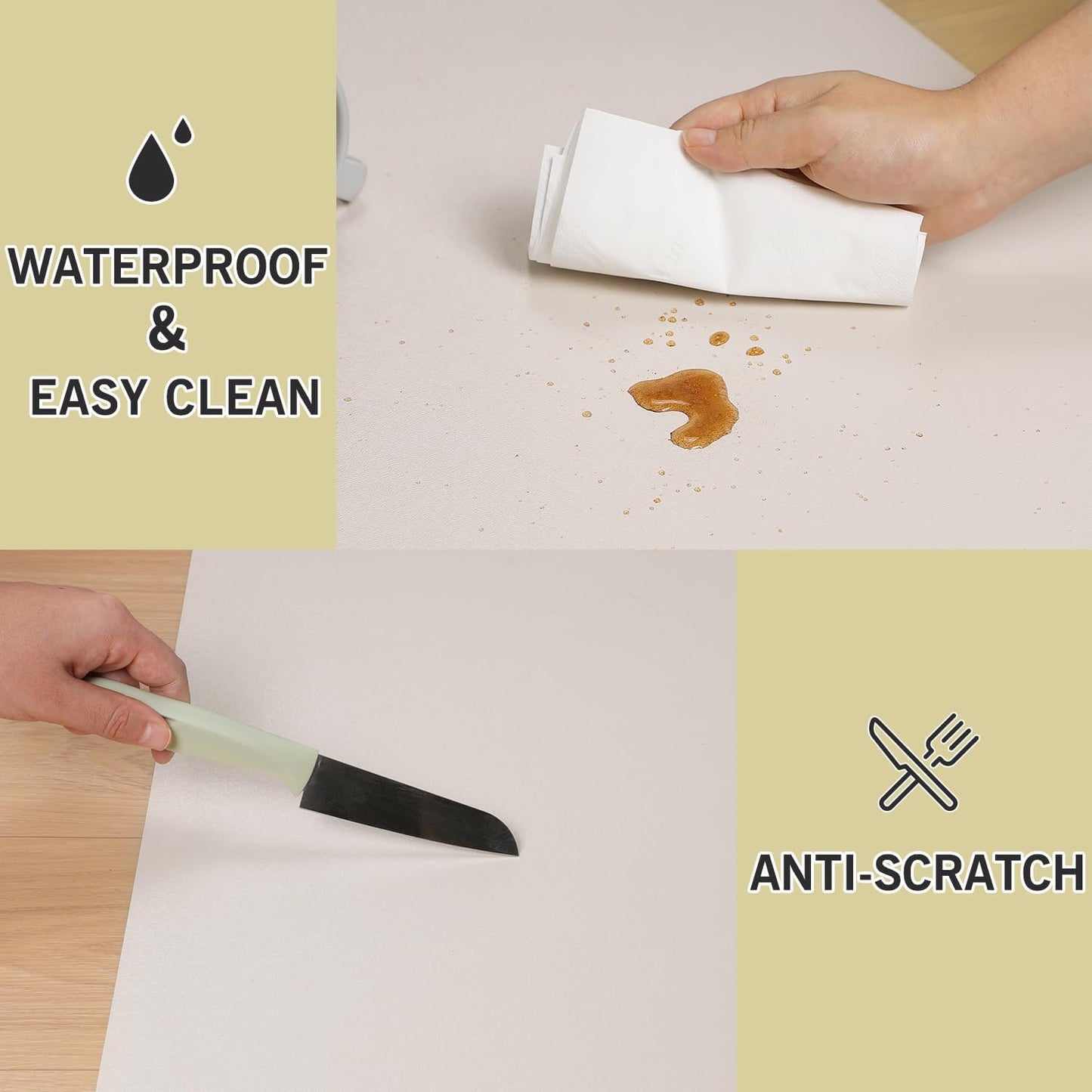 Soft Vinyl Floor Mat for Bedroom, 4'×6' Beige Waterproof Plastic Area Rug for Kitchen, Non-Slip Multi-Pupose Floor Cover Protector for Painting, Pet Accident, Splat Mat for Baby Spill