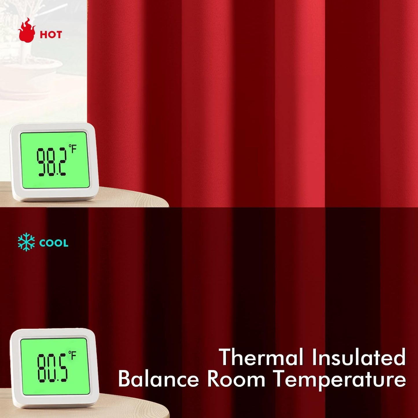 MIULEE Christmas Red Blackout Curtains for Bedroom Living Room 72 Inches Long 2 Panels, Thermal Insulated Room Darkening Drapes Solid Grommet Top Light Blocking Window Treatments 40x72 Inch