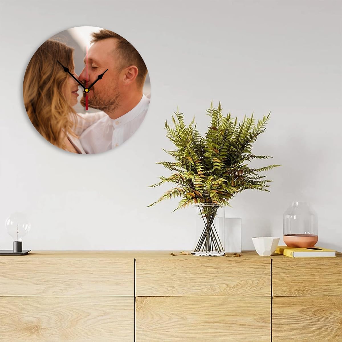 Generic Custom Clocks for Walls Personalized Picture Hanging Time Clocks That PVC Customized Round Silent Clock for Living Room Creative, 12inch-30cm