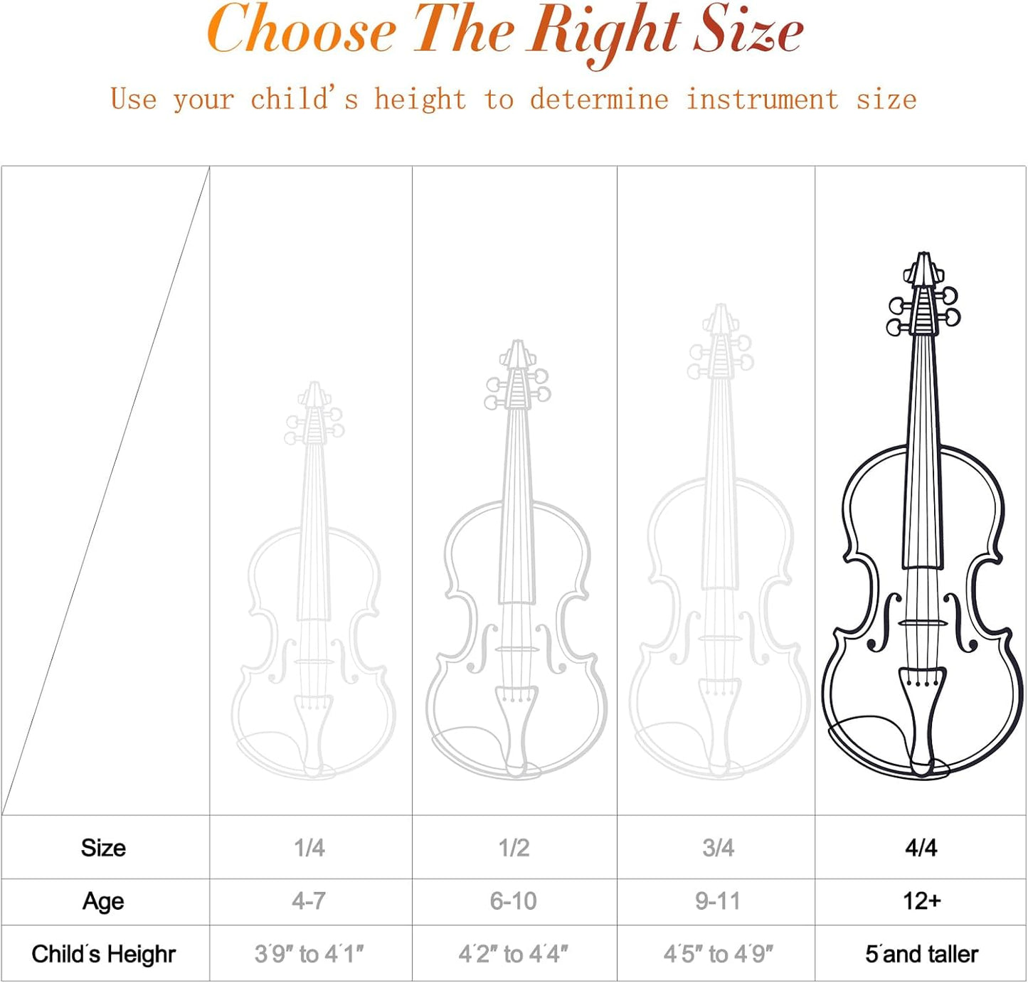 4/4 Violin For Beginners, CVN-300 Full Size Fiddle Set For Student, Solidwood Ebony Fitted Beginner Starter Violins Kit with Hard Case, Rosin, Bow, Stringed Musical Instruments