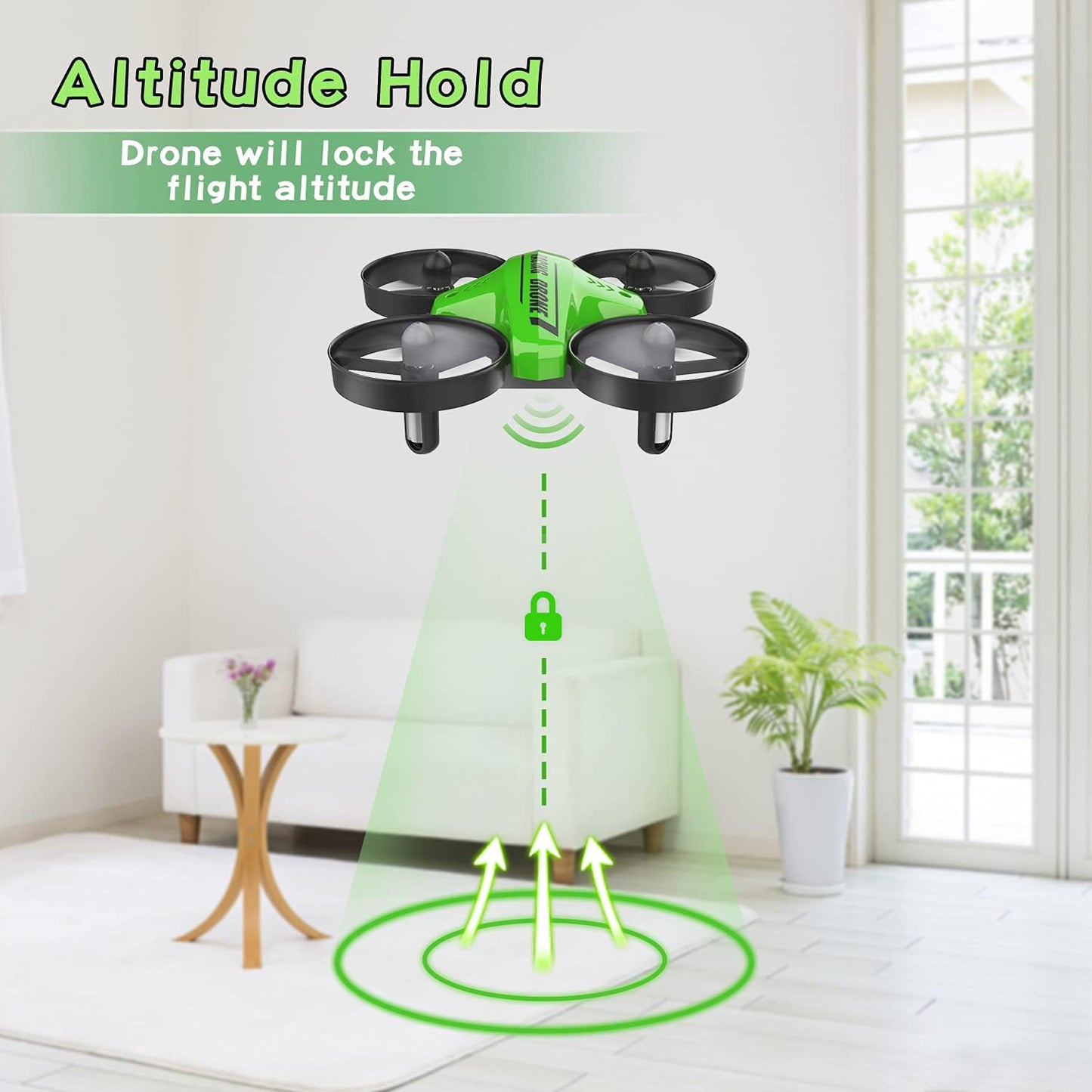 Mini Drone Easy to Fly Drone for Kids & Beginners, Indoor Outdoor Nano RC Helicopter Quadcopter with Auto Hovering, Headless Mode, Remote Control, Children's Day Gift for Boys Girls -Green