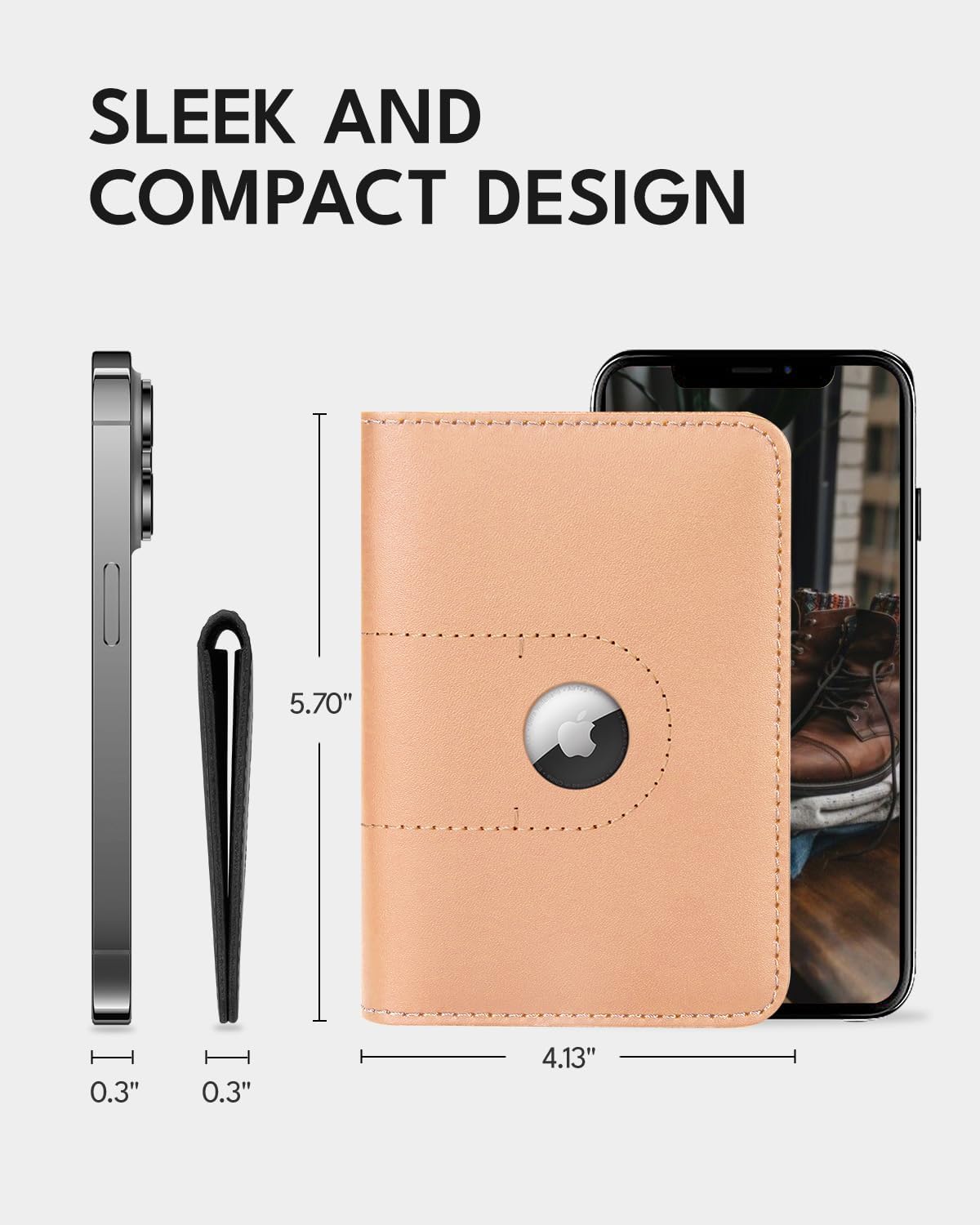 ALLIVE Passport Holder for Travel, Genuine Leather Passport Holder with Airtag Women Men,Travel Must Haves Airport Essentials, Passport Cover Travel Gifts Beige