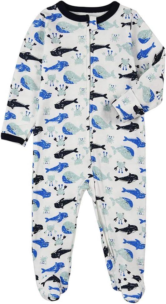 Aablexema Baby Footie Pajamas with Mittens - 3Pcs Infant Footed Sleeper Cotton Sleepwear Outfits