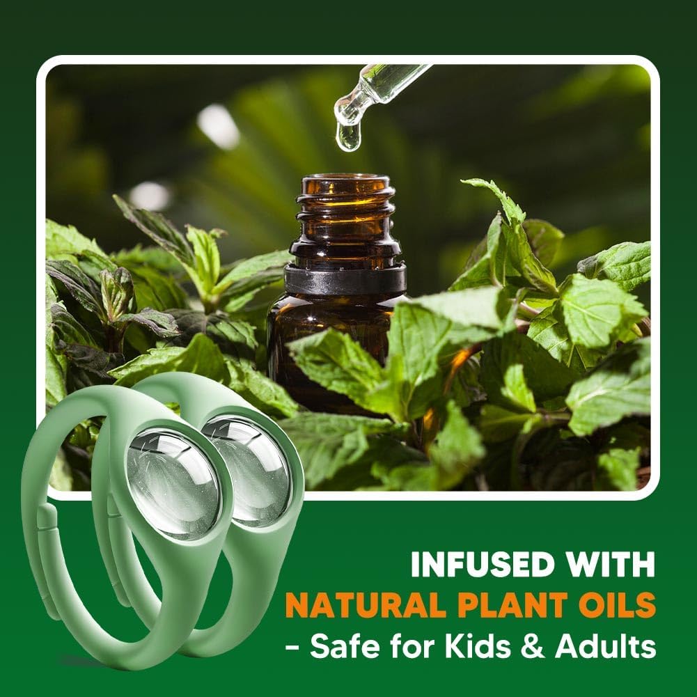 Mosquito Repellent, Plant-Powered Mosquito Repellent, Safe & Effective Mosquito Repellant Outdoor, Mosquitoes Repellent for Travel Hiking Camping-2 Packs & 4 Oil Reservoirs