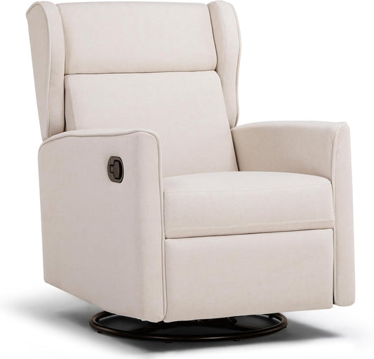COMHOMA Rocking Recliner Chair,Swivel Glider Reclining Single Sofa Manual Rocker Recliners,Nursery Rocking Chairs with Upholstered Seating for Living Room Office(Beige)