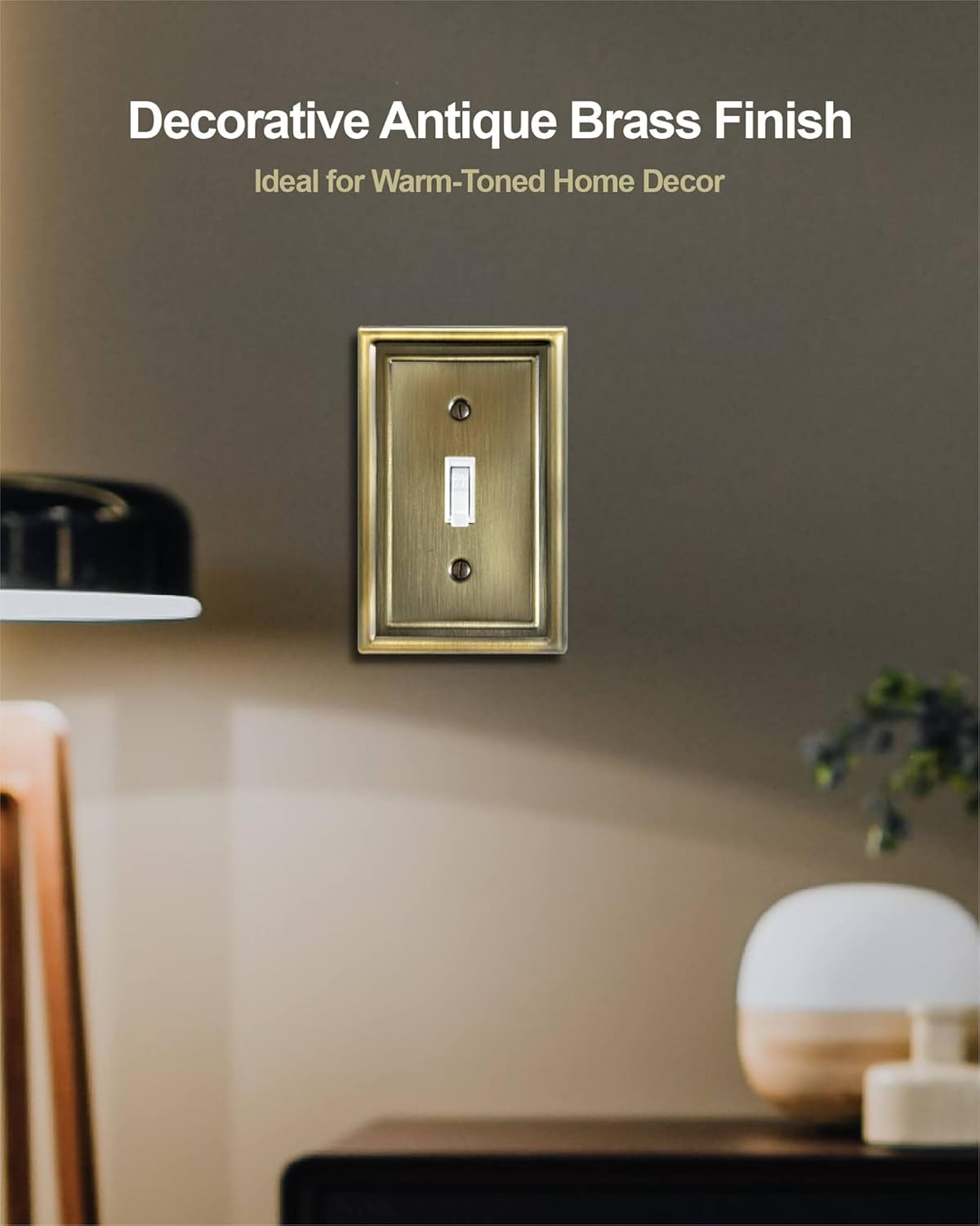 Antique Brass Light Switch Cover, Single Toggle Switch Plate Cover, Durable Metal Wall Plate, 3.15''*4.88'', Midsize, 4 Pack