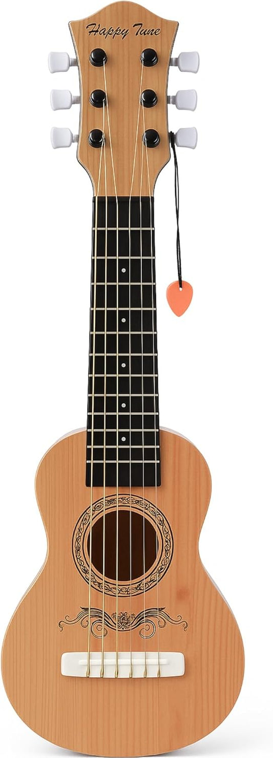 23" Acoustic Guitar, Kids 6 String Toy Guitar - Realistic Steel Strings - Beginner Practice First Musical Instrument for Children, Toddlers (Natural)